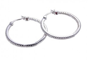 Elle .925 Rhodium Plated CZ Inside Out Hoop Earrings