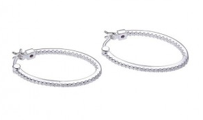 Elle .925 Rhodium Plated CZ Inside Out Hoop Earrings