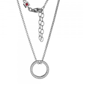 Elle .925 Rhodium Plated CZ Circle Pendant Elle .925 Rhodium Plated CZ Circle Pendant