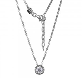 Elle .925 Rhodium Plated Solitaire CZ Necklace