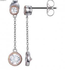 Elle .925 and plated Rose CZ Drop Earrings