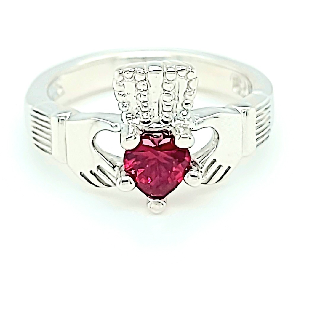 .925 Birthstone Claddagh Ring