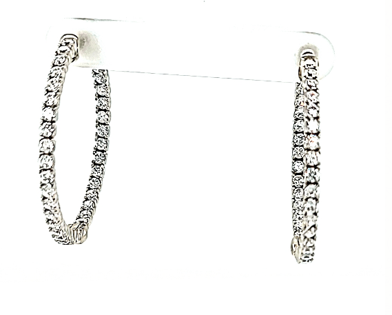 .925 CZ Hoop Earrings 1.5"