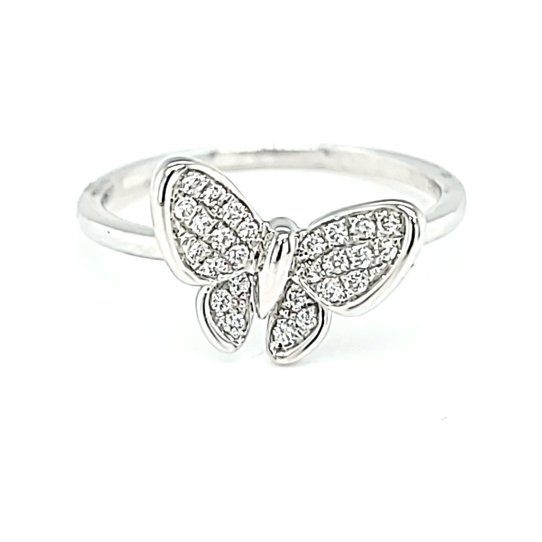 14KW 0.15TW Diamond Butterfly Ring