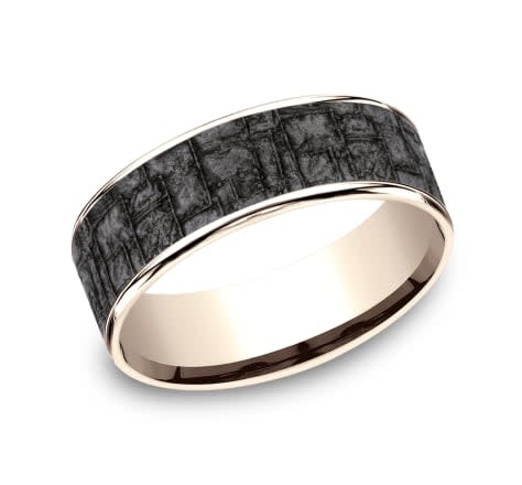 Benchmark 7.5mm Tantalum with gold edges wedding band