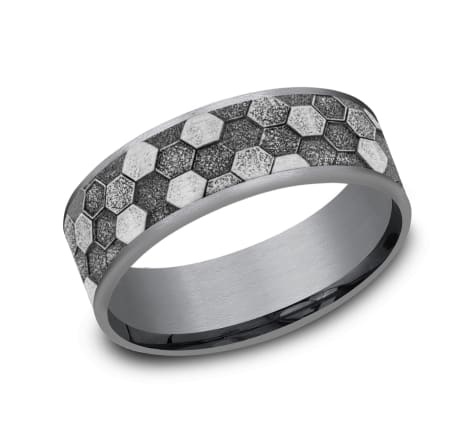 Benchmark 7.5mm Tantalum honeycomb wedding band