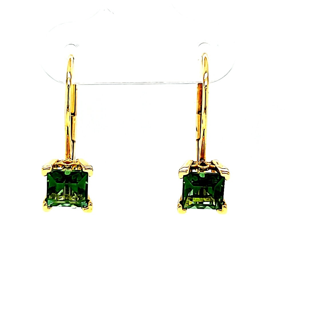 14KY Chrome Tourmaline Dangle Earrings