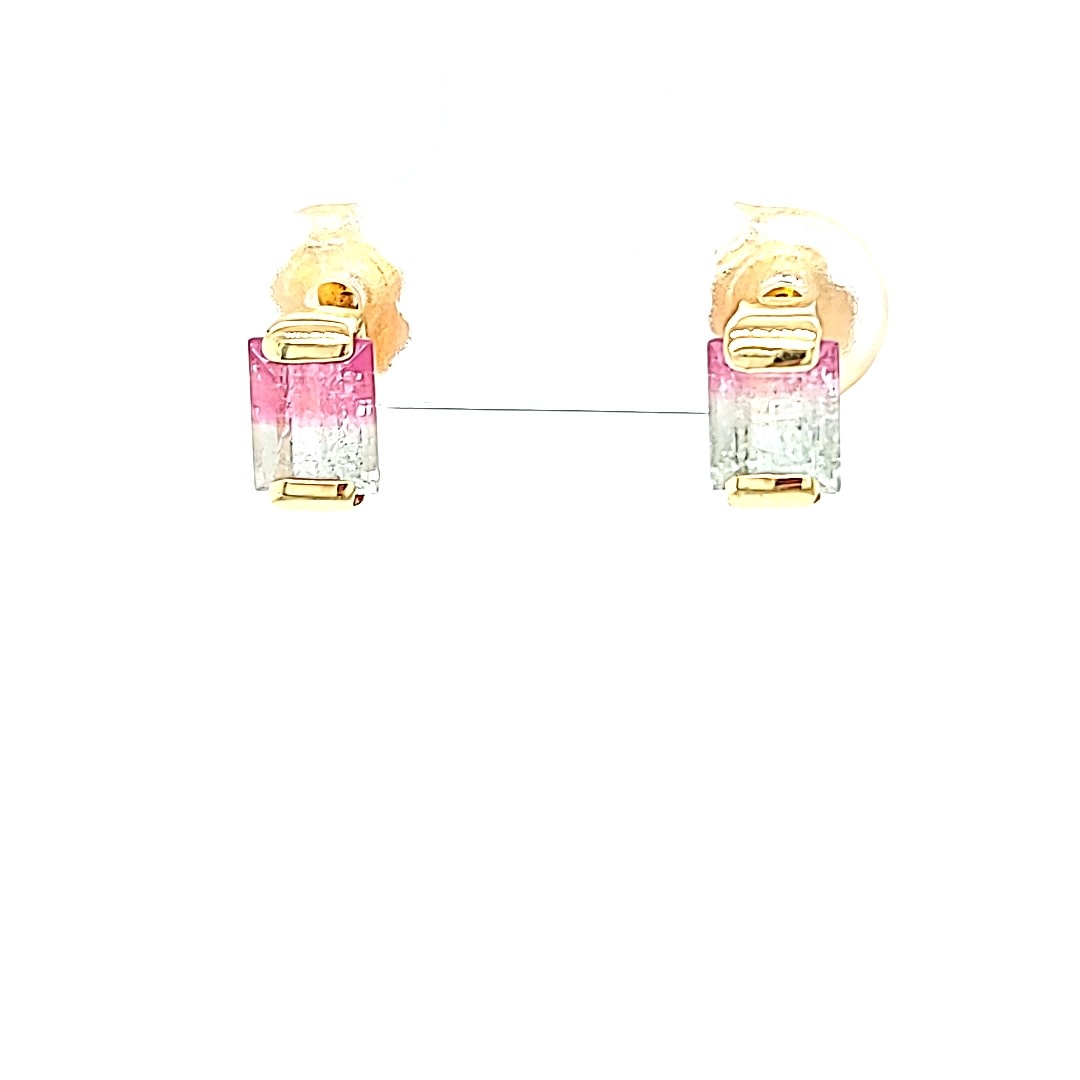 14KY Bi-Color Tourmaline Studs 1.50CTW