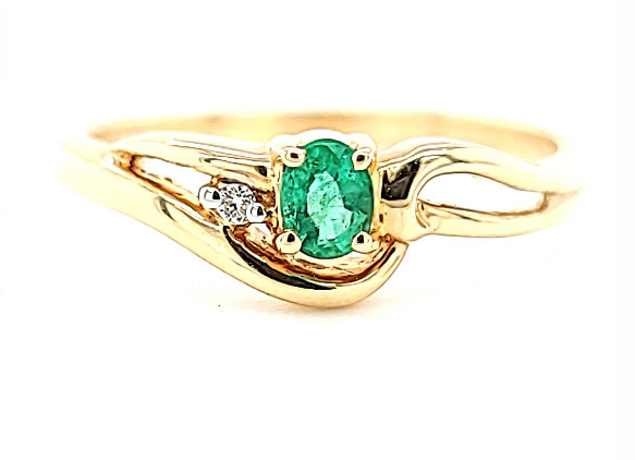 14KY Emerald and Diamond Fashion Ring