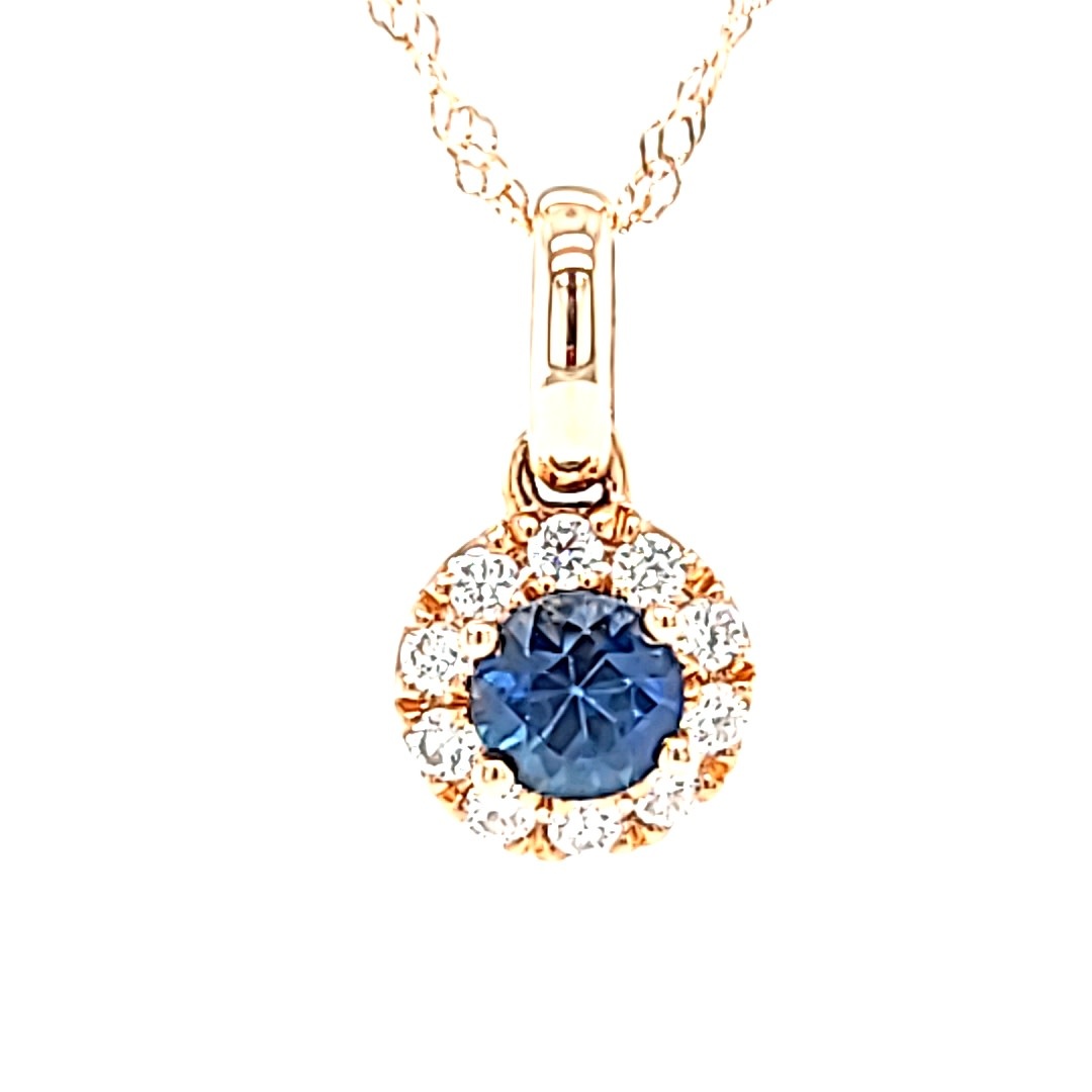 14KY Blue Sapphire Halo Pendant 14KY Blue Sapphire Halo Pendant