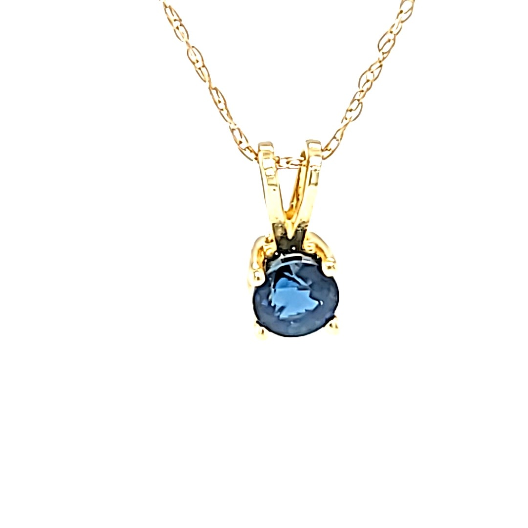 14KY 0.10CT Round Sapphire Pendant