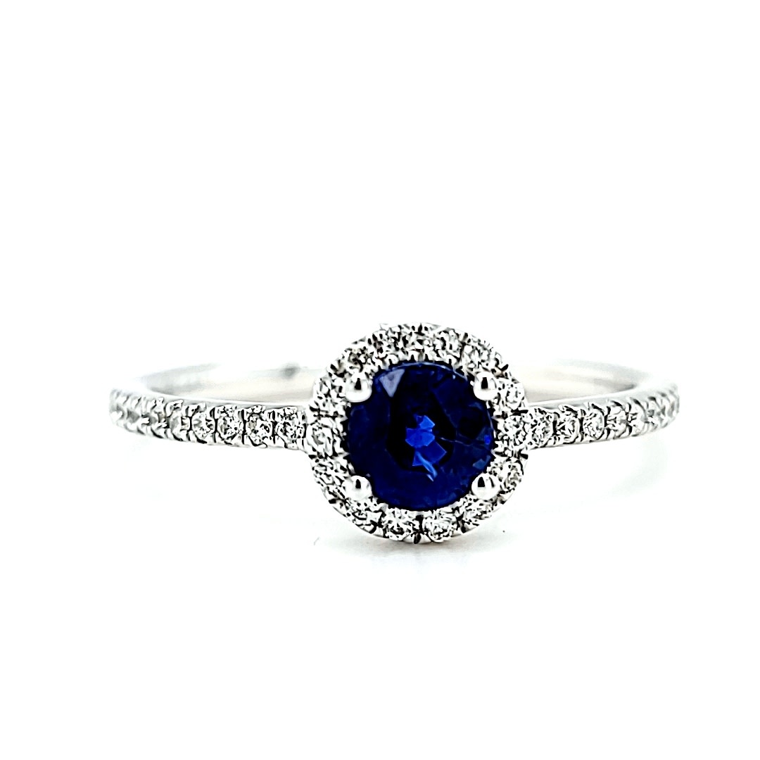 14KW Sapphire and Diamond Halo Ring