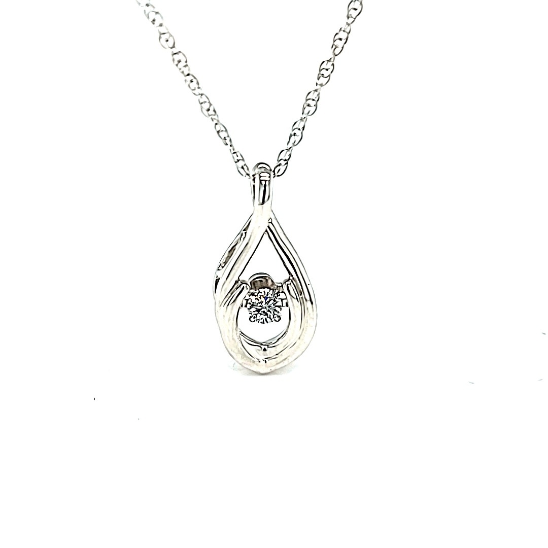 .925 Asymmetrical Drop Shimmering Diamond Pendant