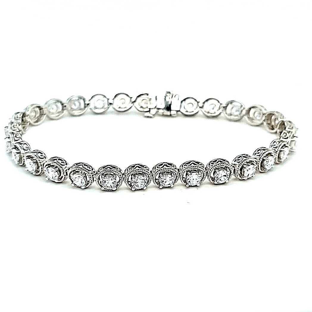 14KW Cubic Zirconia Tennis Bracelet 7"