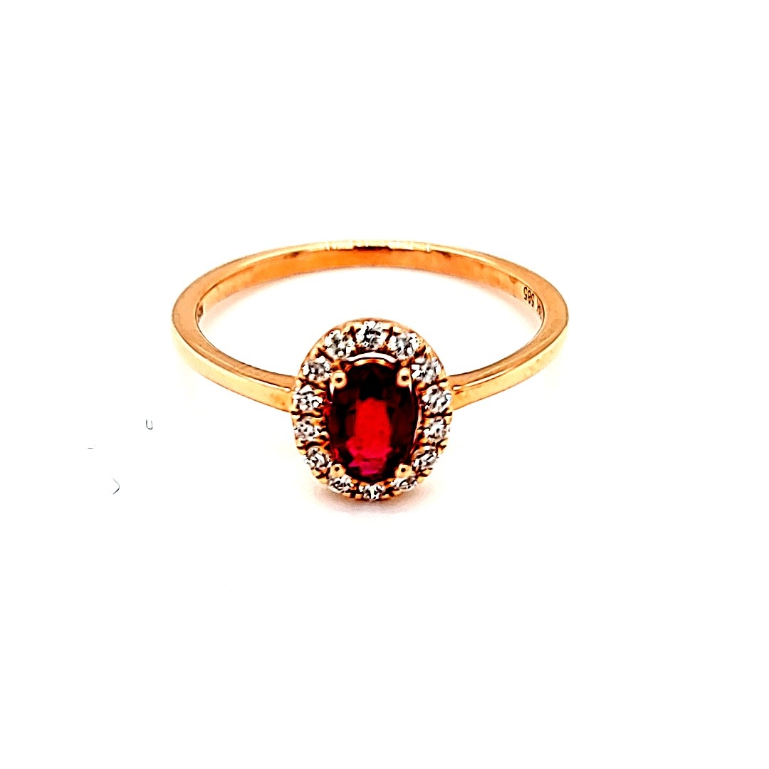 14KR .45CT Ruby Halo Fashion Ring