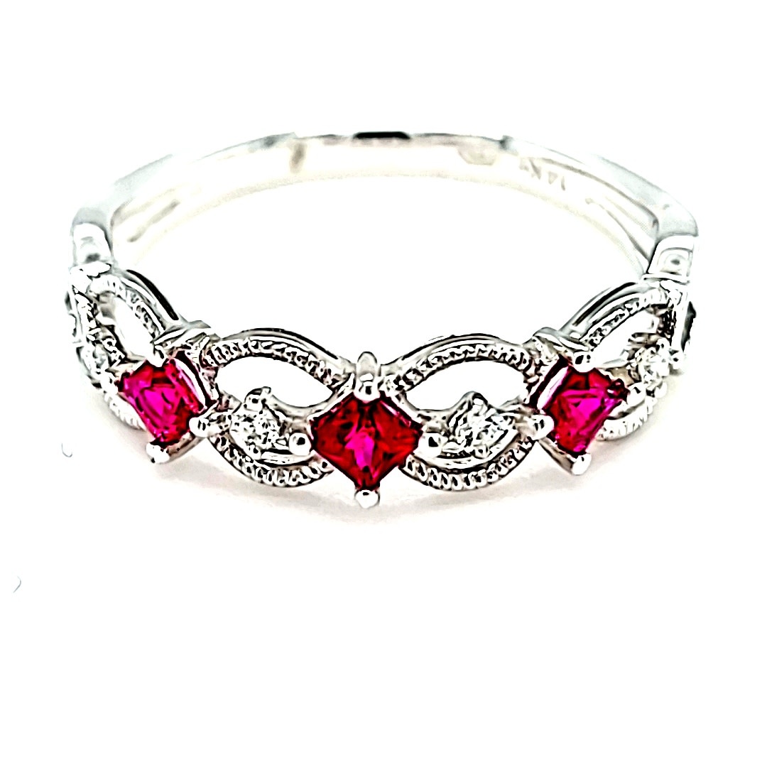 14KW Ruby and Diamond Stackable Ring