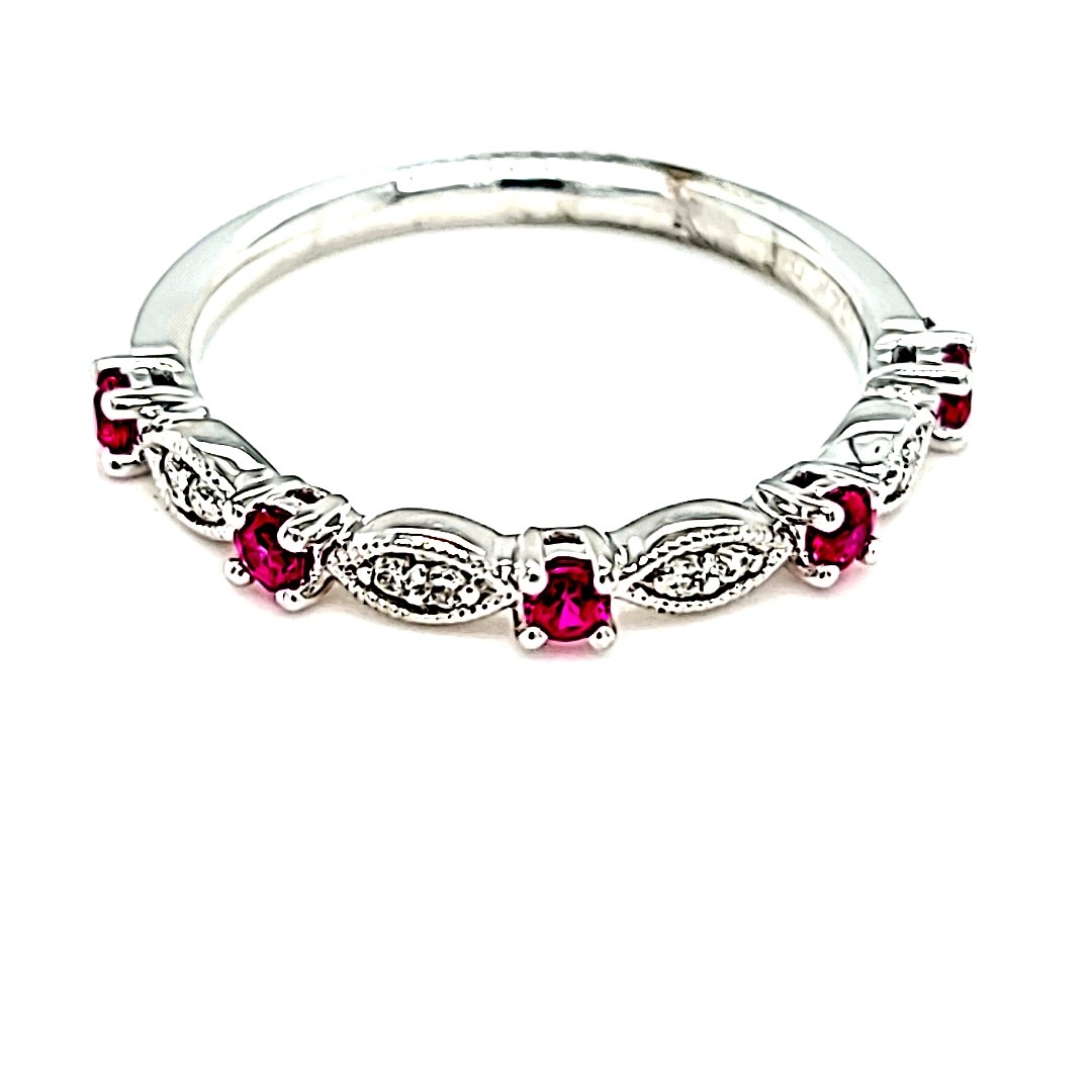 14KW Diamond and Ruby Stackable Fashion Ring