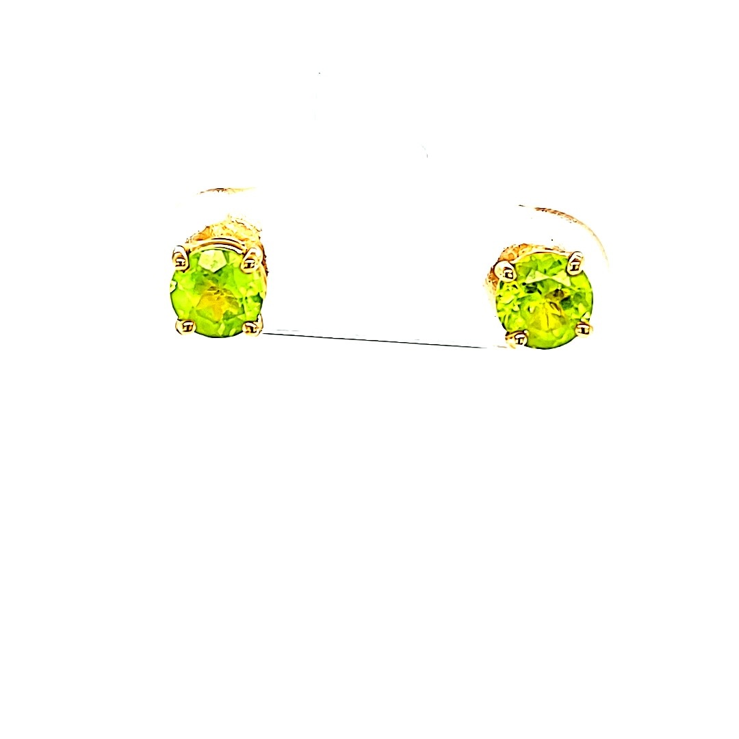 14KY Round Peridot Stud Earrings 1.06CTTW
