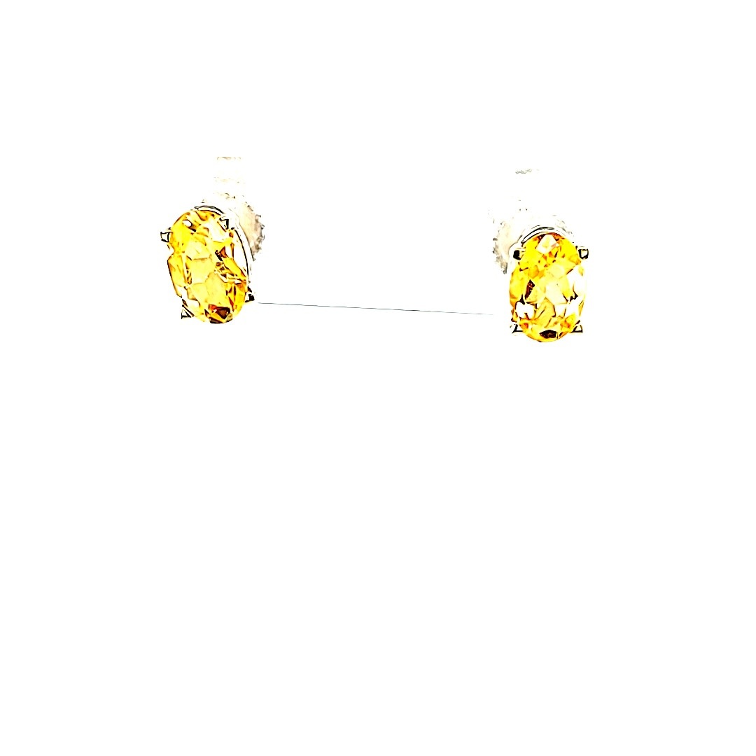 14KW .78cttw Oval Citrine Stud Earrings