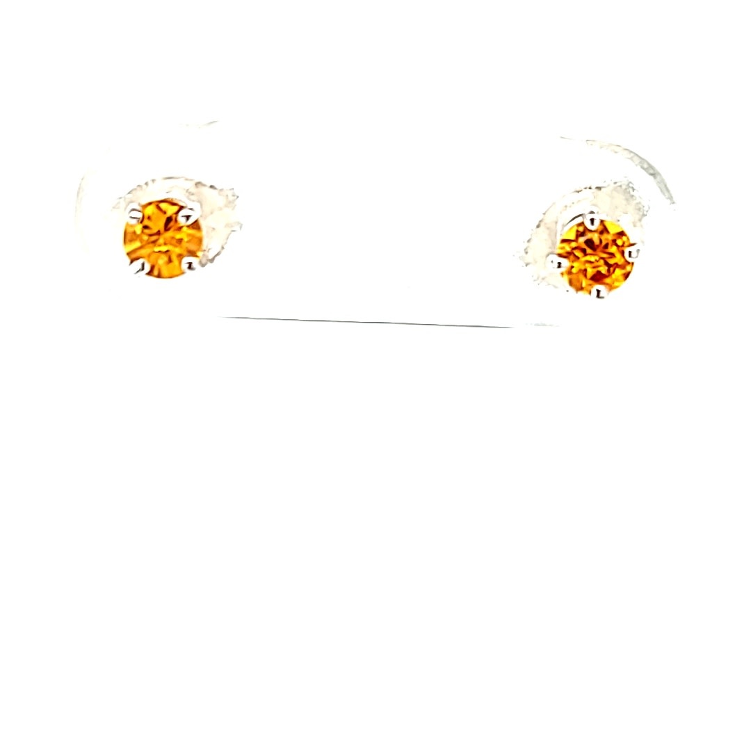 14KW 0.25cttw Round Citrine Stud Earrings