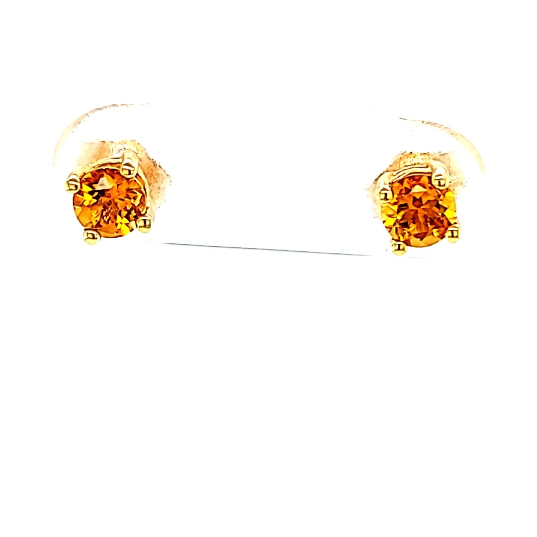 14KY Round Citrine Stud Earrings