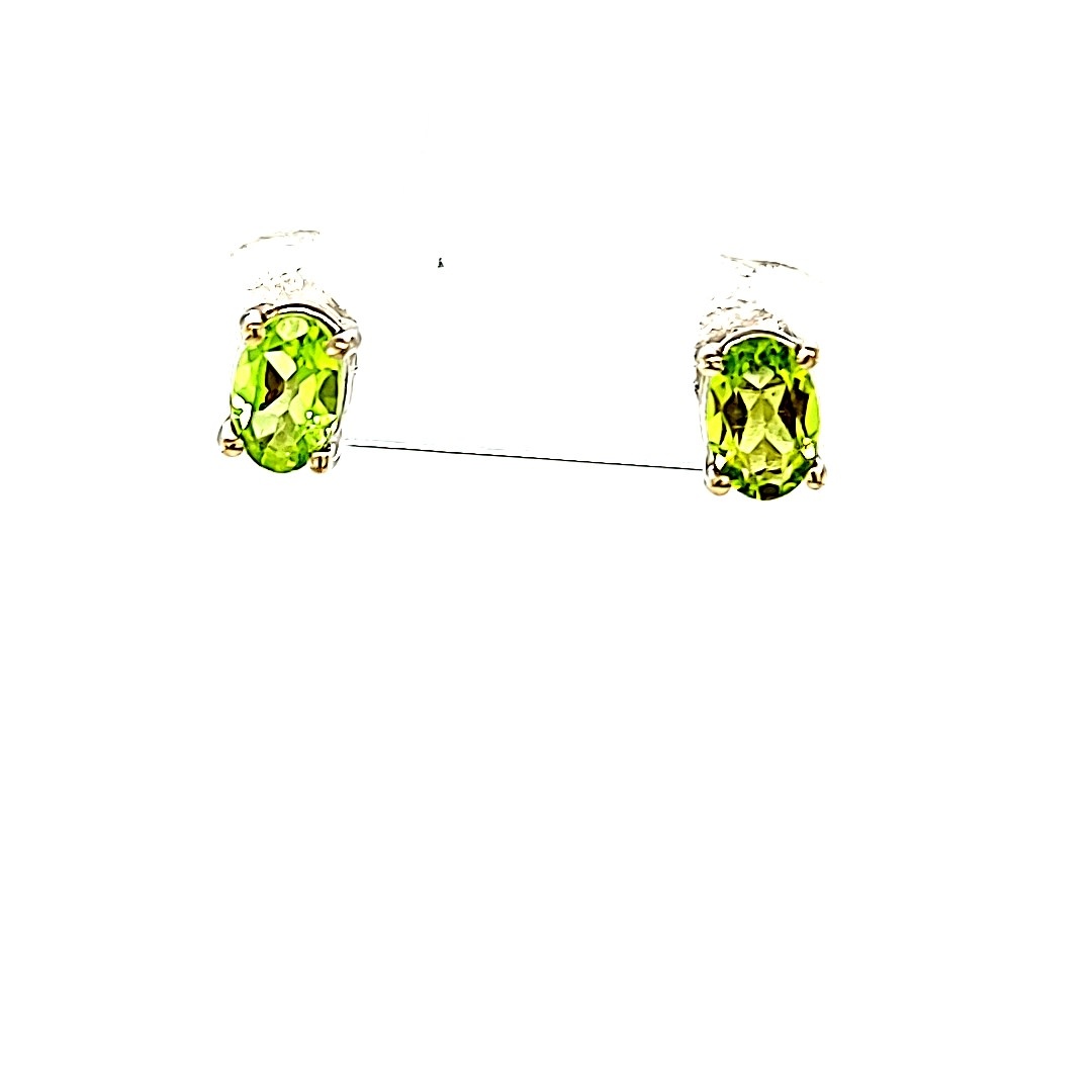 14KW Oval Peridot Stud Earrings