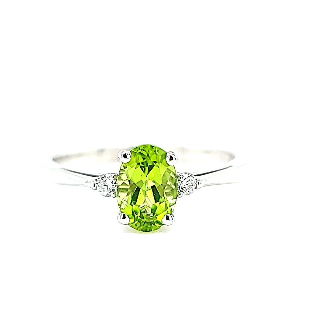 14KW Peridot and Diamond Ring