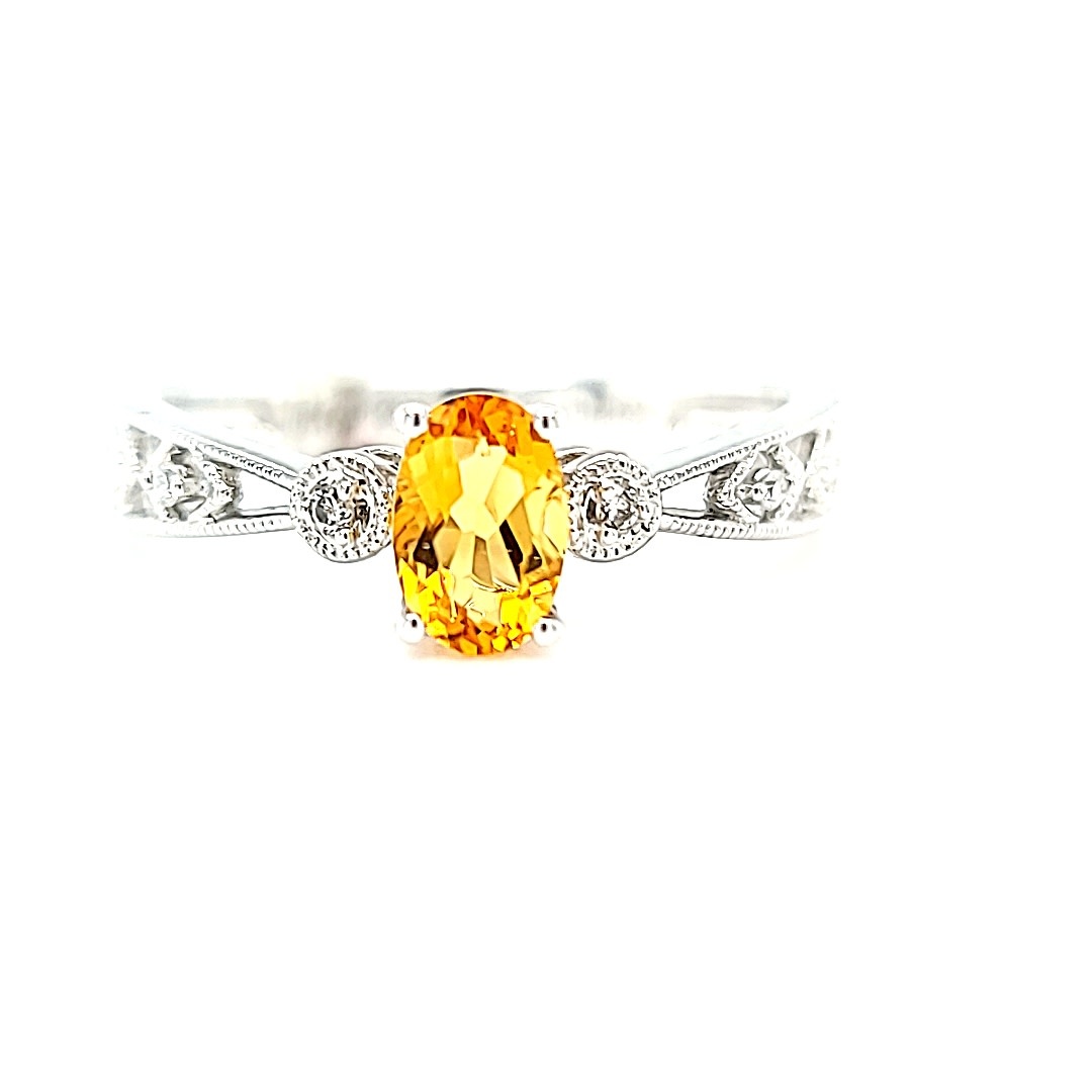 14KW Oval Citrine and Diamond ring