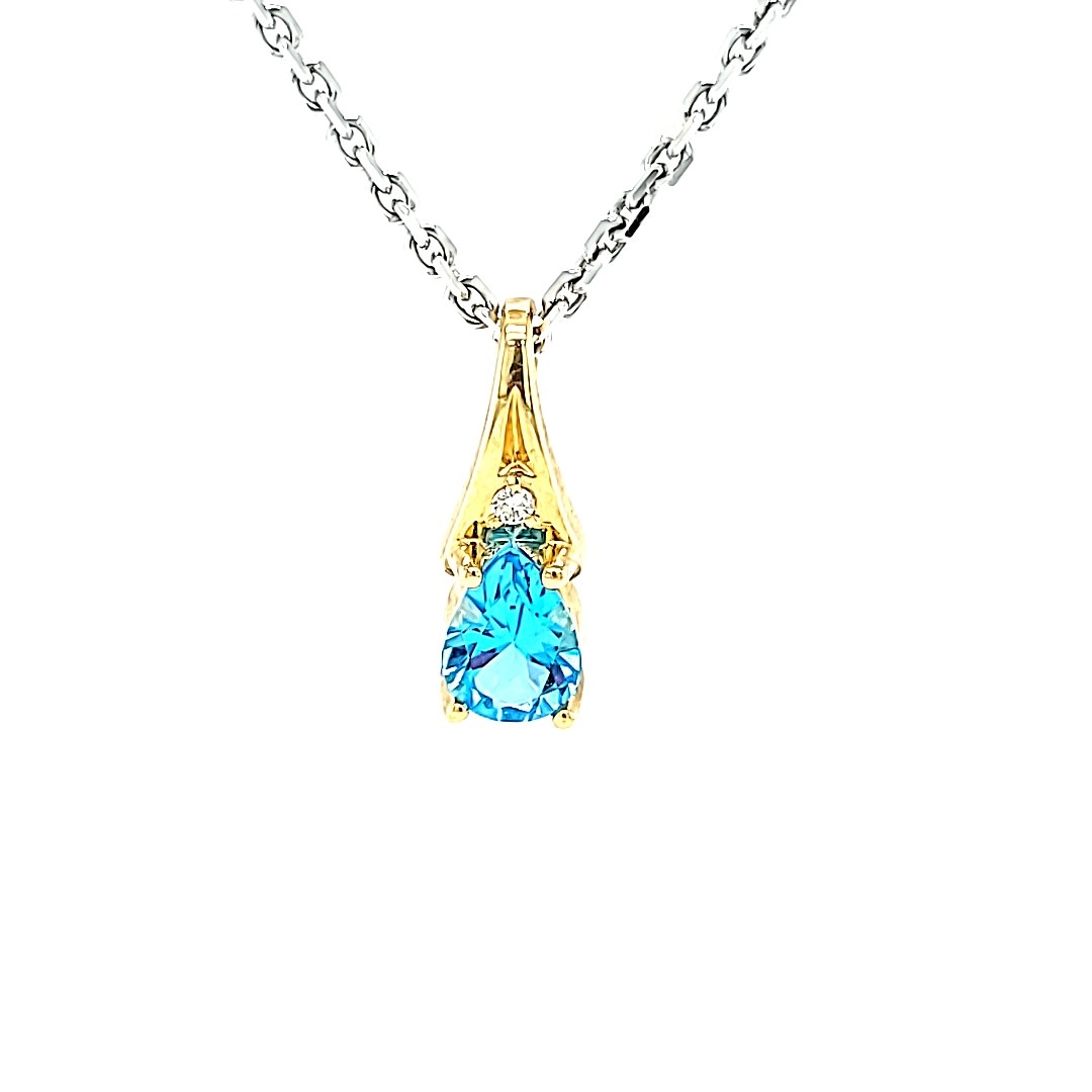 14KY Blue Topaz Pendant