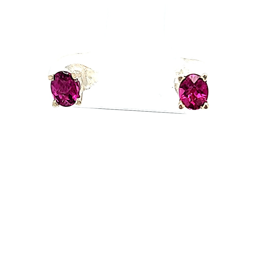 .925 Oval Rhodolite Garnet Stud Earrings .925 Oval Rhodolite Garnet Stud Earrings
