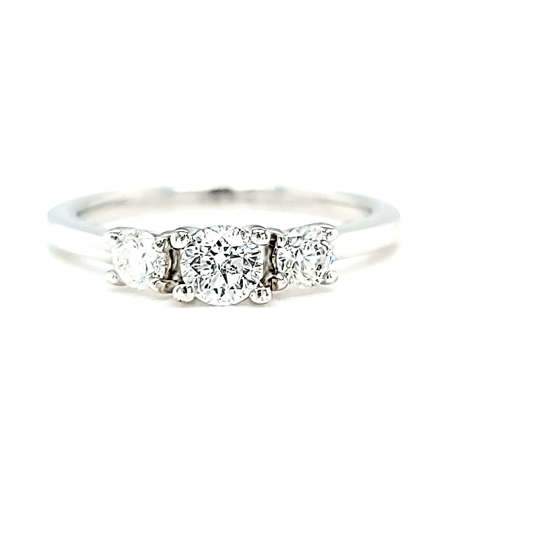 10KW 3 Round Stone Engagement Ring 0.40CTTW