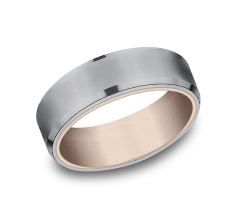 6.5mm Tantalum two tone rose gold wedding band