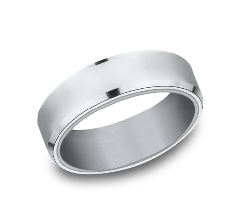 6.5mm Tantalum two tone white gold wedding band