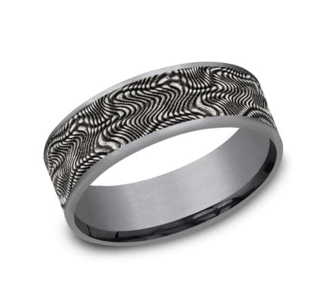 7.5mm Tantalum two toned snakeskin wedding band