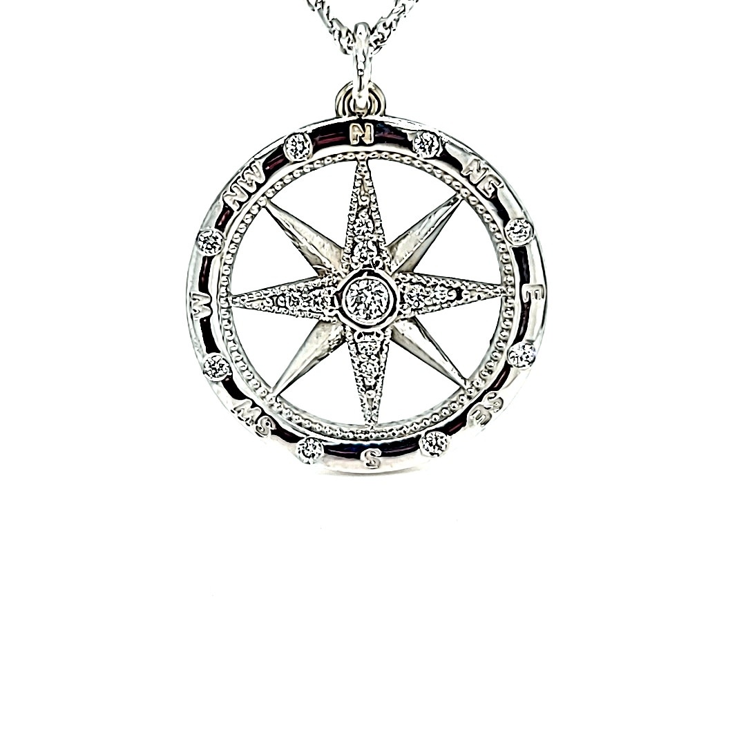 14KW Lab Grown Diamond Compass Pendant