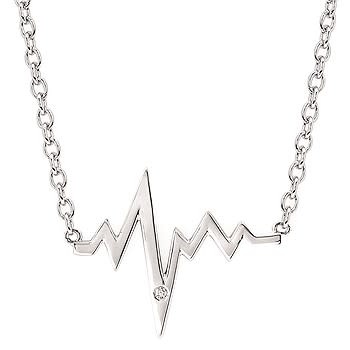 .925 .01CT Diamond Heartbeat Pendant