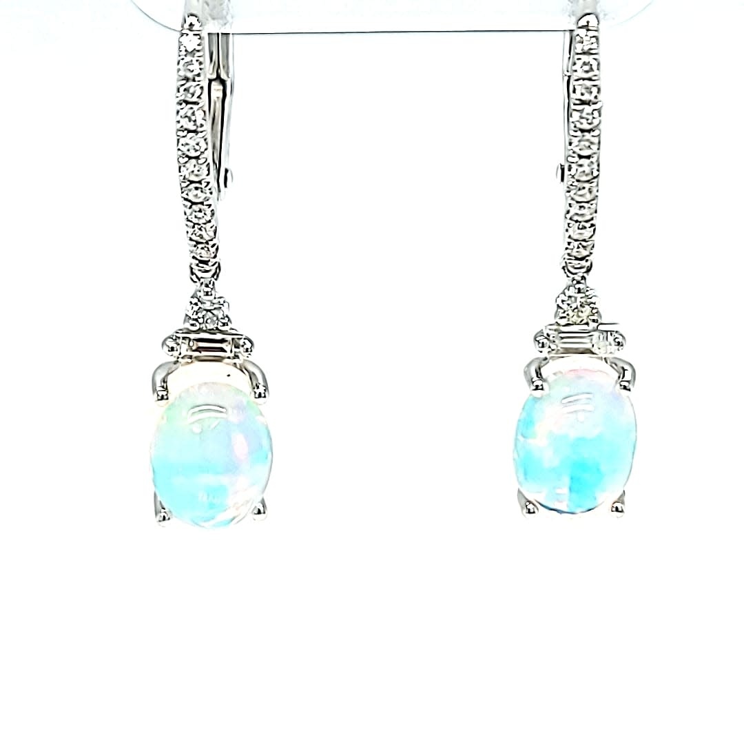 14KW Opal and Diamond Dangle Earrings