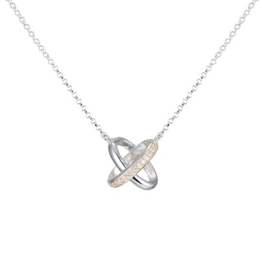 Elle .925 and Yellow Plated "X" Necklace With CZs