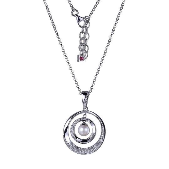 Elle .925 CZ and Pearl Double "O" Necklace