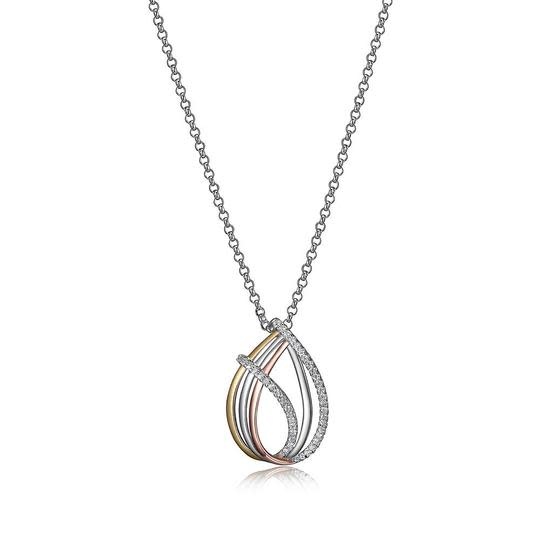 Elle .925 Tri-Color CZ Pear Shaped Pendant