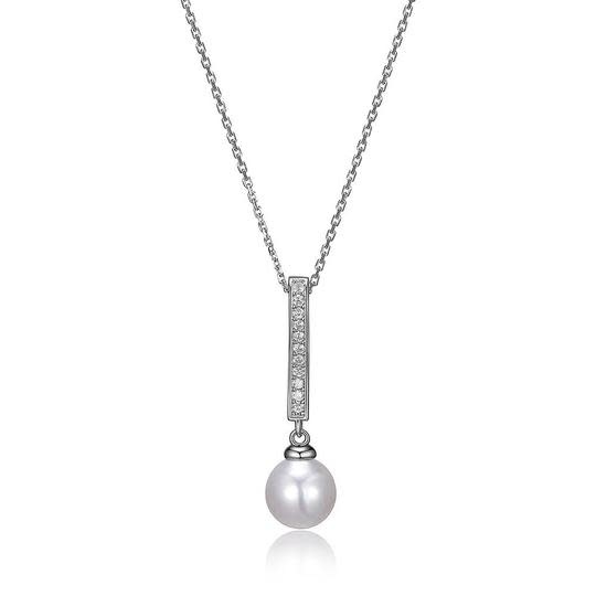 Elle .925 CZ and Freshwater Pearl Drop Pendant
