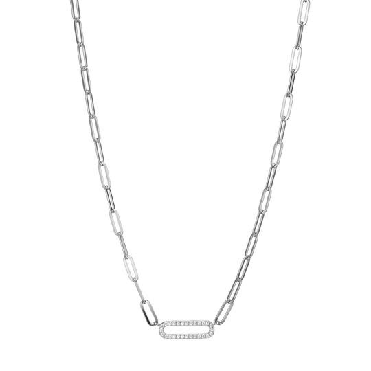 Elle .925 CZ Paper Clip Chain Necklace Elle .925 CZ Paper Clip Chain Necklace