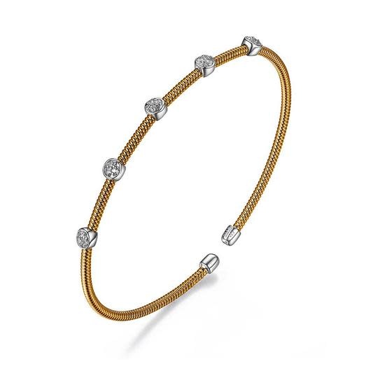 Elle .925 Rose Plated CZ Cuff Flex Bracelet