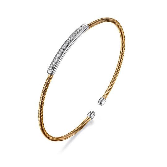 Elle .925 Rose Plated CZ Cuff Flex Bracelet