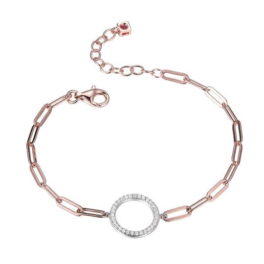 Elle .925 Rose Plated CZ Paper Clip Chain Bracelet