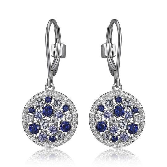 Elle .925 Synthetic Tanzanite, Corundum, and Spinel Cluster Dangle Earrings Elle .925 Synthetic Tanzanite, Corundum, and Spinel Cluster Dangle Earrings