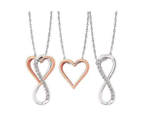 10KWR Convertible Infinity Heart Pendant 0.12CT