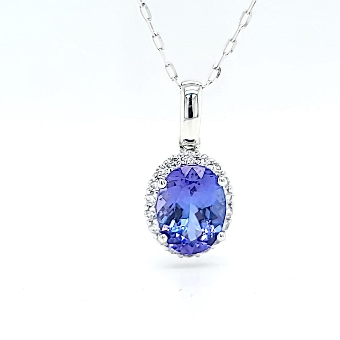 14KW Halo Tanzanite Pendant