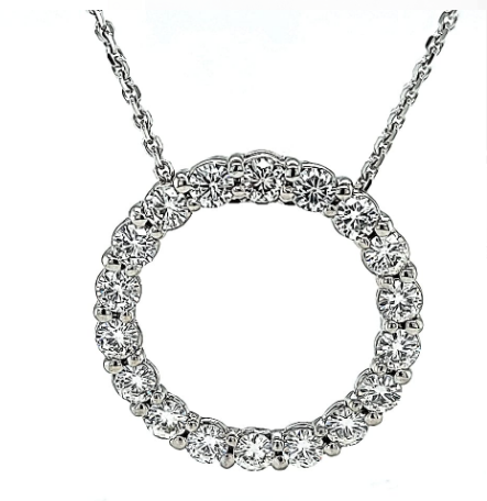 14KW Moisannite Circle Pendant 1.62CTTW