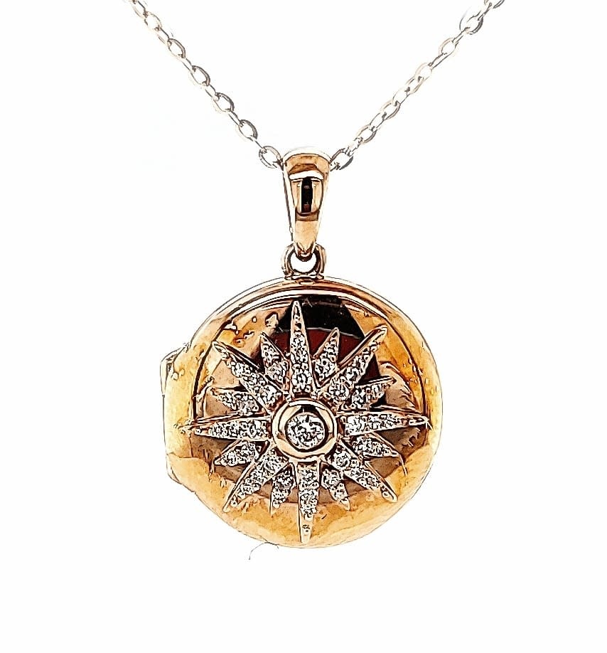 14KR Diamond Starburst Locket